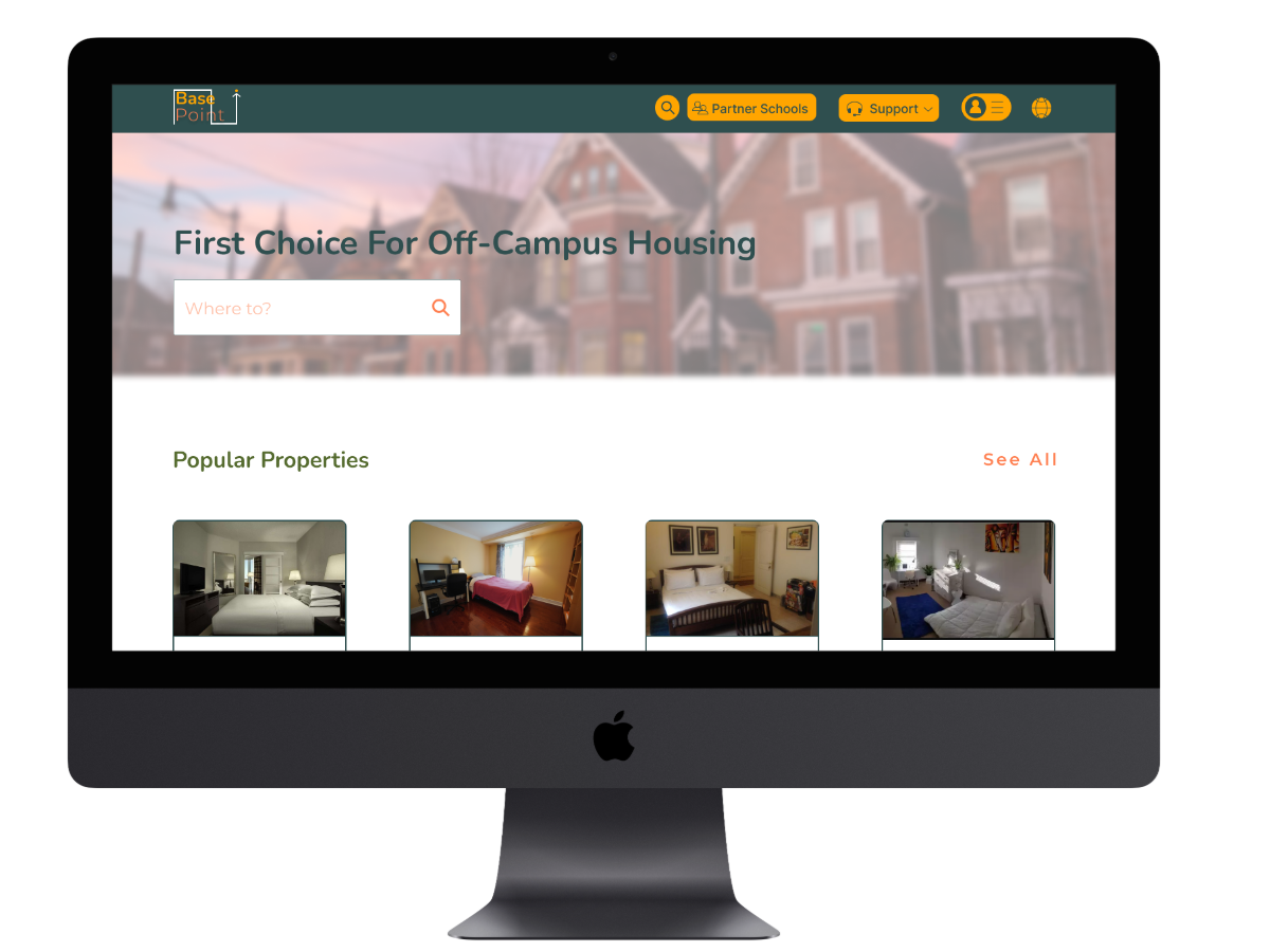 Mockup of Places4Students web app redesign displayed on a desktop screen